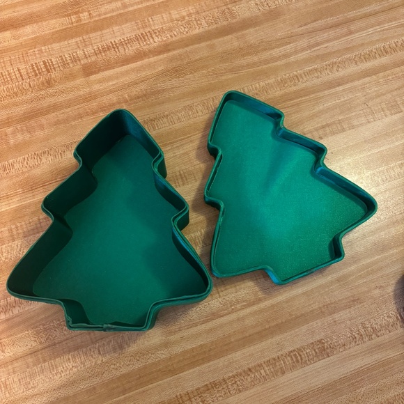 Green Fabric Sequin Christmas Tree Gift Box 8 3/4" Tall - Picture 5 of 7